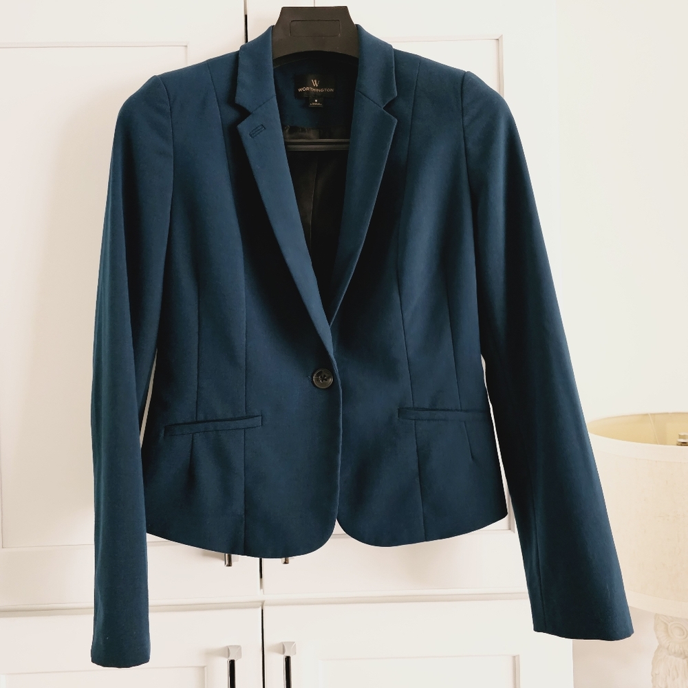 Worthington Teal Blazer Jacket Blue Green Jade Size Small